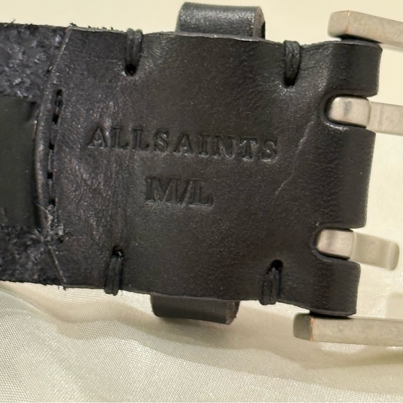 All Saints Stud Eyelet Belt M/L Black Leather Grommet Edgy Cool Rock Festival main image 11